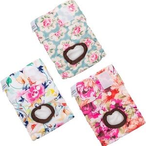 Set of 3 Cutebone dog puppy reusable diapers underwear floral print size small